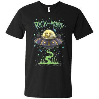 Rick And Morty Spaceship Illustration Men V-Neck T-Shirt