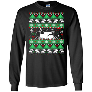 Drums Drummer Ugly Christmas Men Long SLeeve Shirt