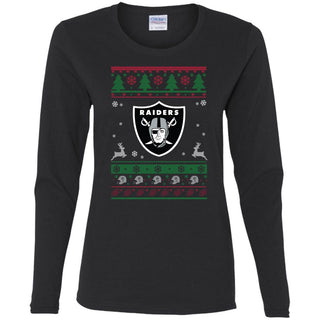 Oakland Raiders Logo Football Teams Ugly Christmas Sweater Women Long Sleeve Shirt