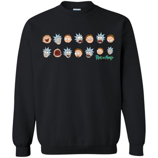 Rick And Morty Expressions Unisex Crewneck Pullover Sweatshirt