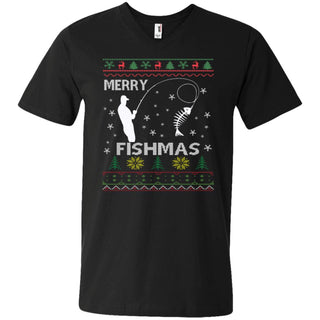 Merry Fishmas Ugly Christmas Men V-Neck T-Shirt