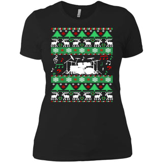 Drums Drummer Ugly Christmas Women T-Shirt
