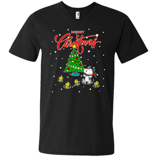 Peanuts-snoopy Christmas Tree Men V-Neck T-Shirt