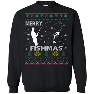 Merry Fishmas Ugly Christmas Unisex Crewneck Pullover Sweatshirt