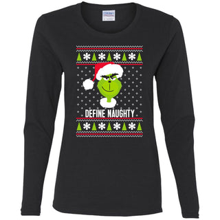 Dr. Seuss The Grinch Naughty Grinch Christmas Sweatshirt Women Long Sleeve Shirt