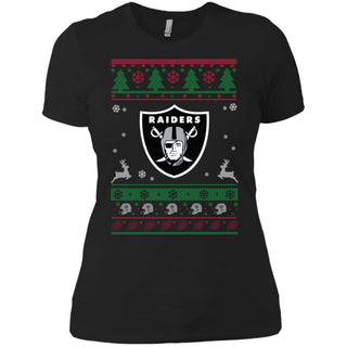 Oakland Raiders Logo Football Teams Ugly Christmas Sweater Women T-Shirt