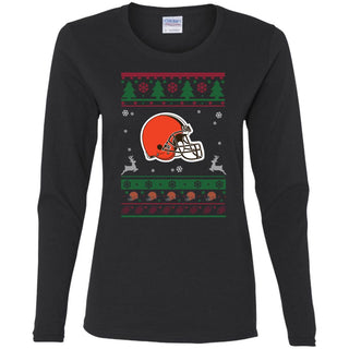 Cleveland Browns Logo Football Teams Ugly Christmas Sweater Women Long Sleeve Shirt