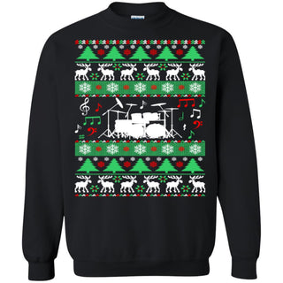 Drums Drummer Ugly Christmas Unisex Crewneck Pullover Sweatshirt