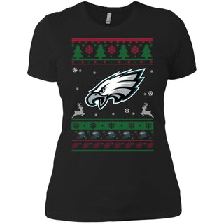 Philadelphia Eagles Logo Football Teams Ugly Christmas Sweater Women T-Shirt