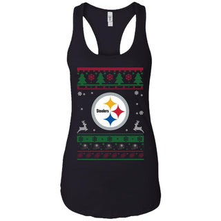 Pittsburgh Steelers Logo Football Teams Ugly Christmas Sweater Women Tank