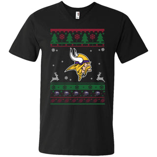 Minnesota Vikings Logo Football Teams Ugly Christmas Sweater Men V-Neck T-Shirt