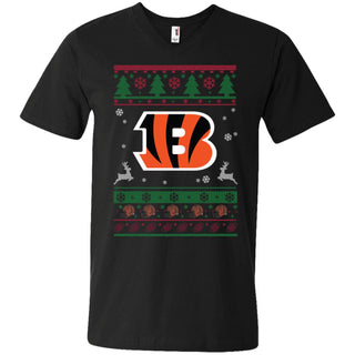 Cincinnati Bengals Logo Football Teams Ugly Christmas Sweater Men V-Neck T-Shirt