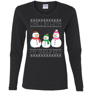 Chillin With My Snowmies Snowman Christmas Women Long Sleeve Shirt