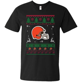 Cleveland Browns Logo Football Teams Ugly Christmas Sweater Men V-Neck T-Shirt
