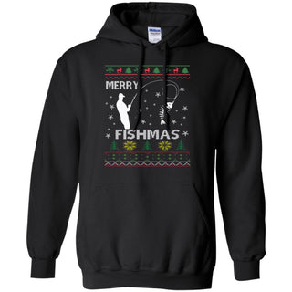 Merry Fishmas Ugly Christmas Men Pullover Hoodie