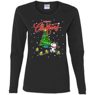 Peanuts-snoopy Christmas Tree Women Long Sleeve Shirt