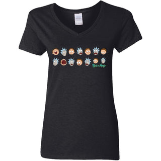Rick And Morty Expressions Women V-Neck T-Shirt
