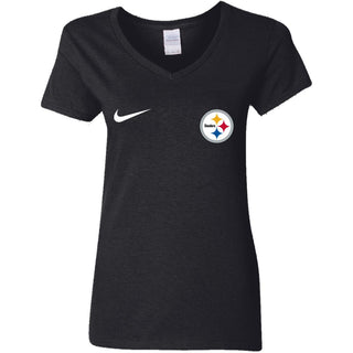 Nike Pittsburgh Steelers Logo Nfl Football Women V-Neck T-Shirt