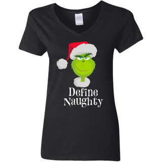 Dr. Seuss The Grinch Naughty Grinch Christmas Women V-Neck T-Shirt