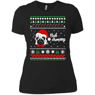 Bah Hum Pug Dog Christmas Women T-Shirt
