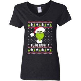 Dr. Seuss The Grinch Naughty Grinch Christmas Sweatshirt Women V-Neck T-Shirt